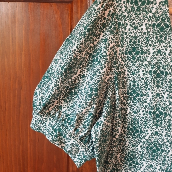 🛍 NWT Boden V-neck Jersey Mini Dress dark green white print D0555 BGR size 12 - Picture 5 of 10